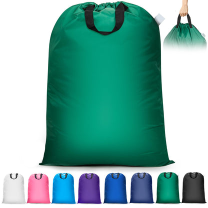 Isink Extra Large Laundry Bag With Handles, Heavy Duty, Travel Laundry Bag for Dirty Clothes, 28" x 40" (Black)