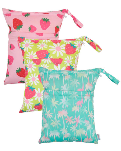 ALVA 2pcs Cloth Diaper Wet Dry Bags Waterproof Reusable with Two Zippered Pockets Travel Beach Pool Daycare Soiled Baby Items Yoga Gym Bag for Swimsuits or Wet Clothes