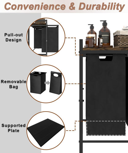 10 x 3 Gal Large Laundry Hamper, Rustic Brown and Black