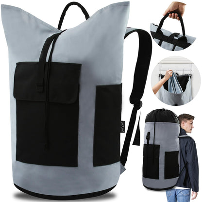 Laundry Bag Backpack 125L Extra Large, Heavy Duty 900D Coated Oxford Fabric, 3 Pockets Durable Travel Laundry Bags with Soft Padded Shoulder Straps for College Dorm, Apartment, Laundromat (Black)