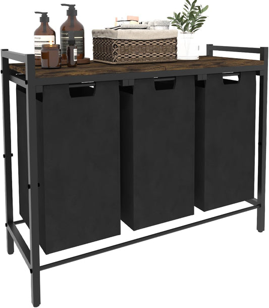 10 x 3 Gal Large Laundry Hamper, Rustic Brown and Black