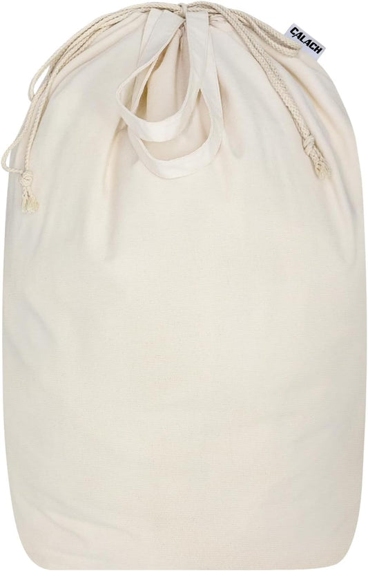 Heavy Duty Canvas Laundry Bags with Square Base 13.8"Wx13.8"Dx27.6"H, Beige