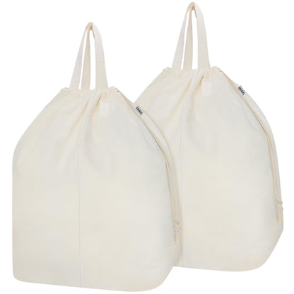 Heavy Duty Canvas Laundry Bags with Square Base 13.8"Wx13.8"Dx27.6"H, Beige