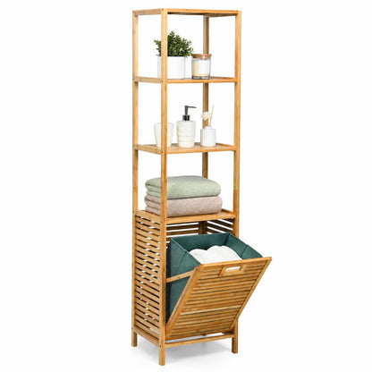 Giantex Bamboo Tilt Out Laundry Hamper Cabinet, Wicker Laundry Sorter