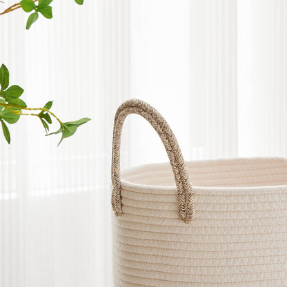 VIPOSCO 58L Tall Woven Laundry Basket Hamper, White Brown