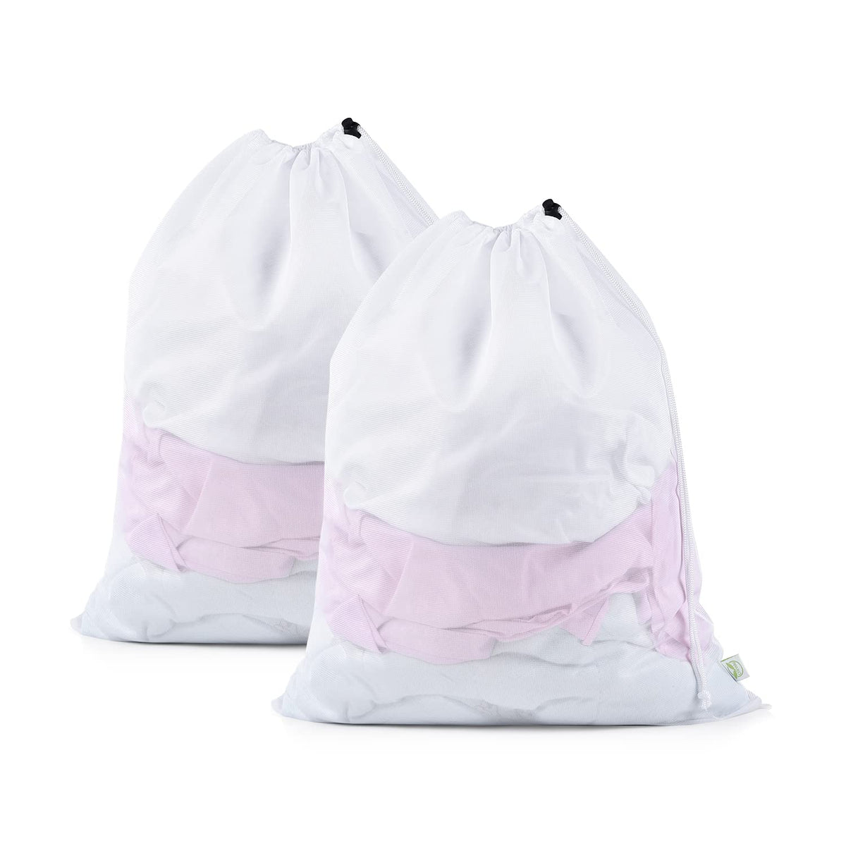 OTraki Ex-Large Mesh Laundry Bag 36x43 Inch Drawstring Laundry Wash Bags 2 Pack Dirty Clothes Net Laundry Bag Heavy Duty Travel Storage Organize Bag Don't Drying, Melting 140-176℉ White