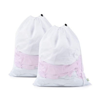 OTraki Ex-Large Mesh Laundry Bag 36x43 Inch Drawstring Laundry Wash Bags 2 Pack Dirty Clothes Net Laundry Bag Heavy Duty Travel Storage Organize Bag Don't Drying, Melting 140-176℉ White