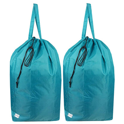 Washable Travel Laundry Bag with Handles and Drawstring (2 Pack), Heavy Duty Large Enough to Hold 3 Loads of Laundry, Fit a Laundry Basket or Clothes Hamper, 27.5x34.5 in,Grey
