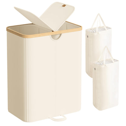 SONGMICS Laundry Hamper with 2 Lids, 150L Laundry Basket，2 Compartments