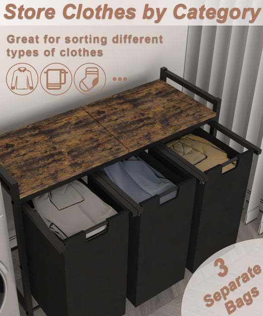 10 x 3 Gal Large Laundry Hamper, Rustic Brown and Black