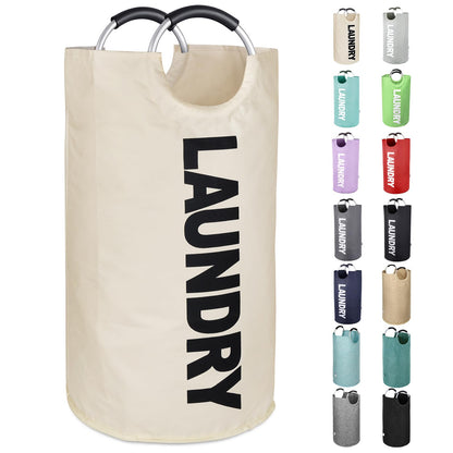 Large Laundry Basket, Laundry Hamper Bag with Handles, 95L, Black
