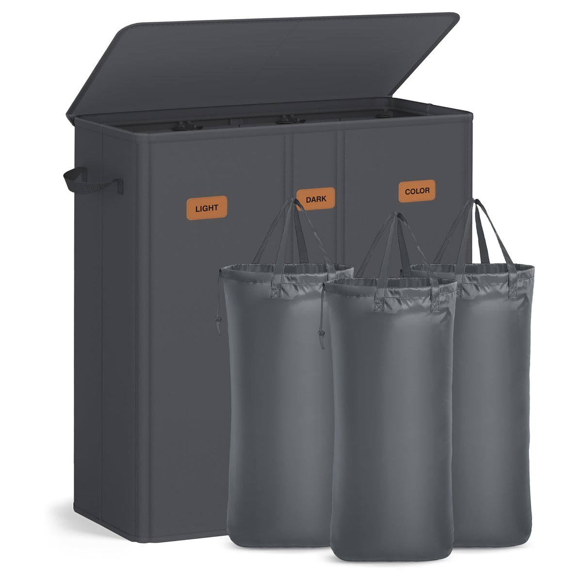 SONGMICS 210L Laundry Hamper, 4-Compartment Laundry Sorter with Lid
