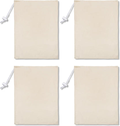 4 Pack Reusable Laundry Bags - 100% Cotton Multi Purpose Travel Laundry Bag - Durable & Machine Washable - Large Laundry Bag 28 x 36"