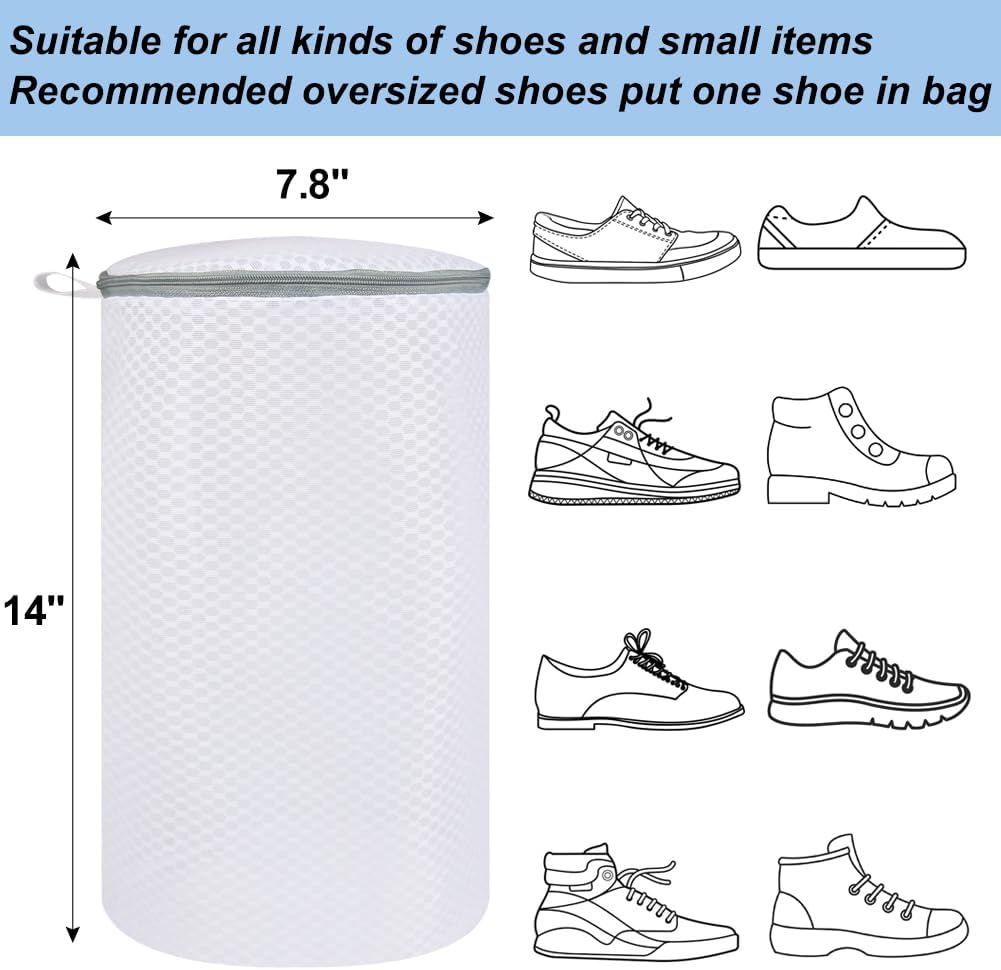 Vivifying Shoe Washing Machine Bag, 2 Pack Honeycomb Mesh Laundry Bag with Zipper for Sneakers, Running Shoes, Sock, Bras, Delicates and Toys