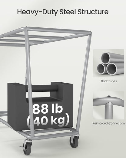 SONGMICS 3-Section Laundry Basket with Wheels, 76.6 Gallons (290 L) Hamper