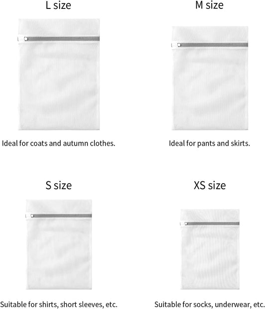 10 Pack Mesh Laundry Bags for Delicates with Non Rust Zipper- MDSXO White Laundry Bags Mesh Wash Bags, Easy Fit Bra, Sock,Lingerie,Sneaker,Baby Laundry for Washing Machine Travel Storage[1XL/3L/3M/3S]