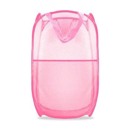 Collapsible Pop Up Laundry Hamper, Extra Large Mesh Foldable Laundry Basket Bag, 28" x 16" x 16", 2 Pack (Black + Blue)