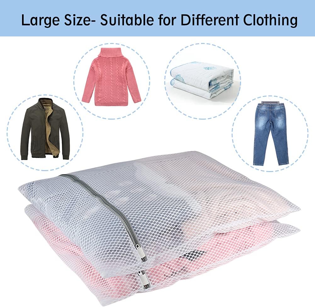 Vivifying XL Large Mesh Laundry Bags, 2 Pack, 20 x 24 Inch Wash Bags, White