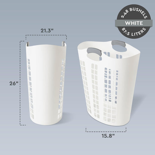 Gracious Living Easy Carry Flex Collapsible Laundry Hamper, White, 3-Pack