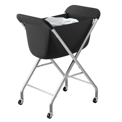 ELYKEN Laundry Basket with Wheels, Collapsible Laundry Hamper, Cream
