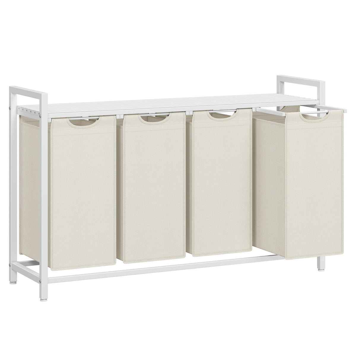 VASAGLE Laundry Hamper with Shelf, 3 Pull-Out Bags, 3 x 10.6 Gallons (40 L)