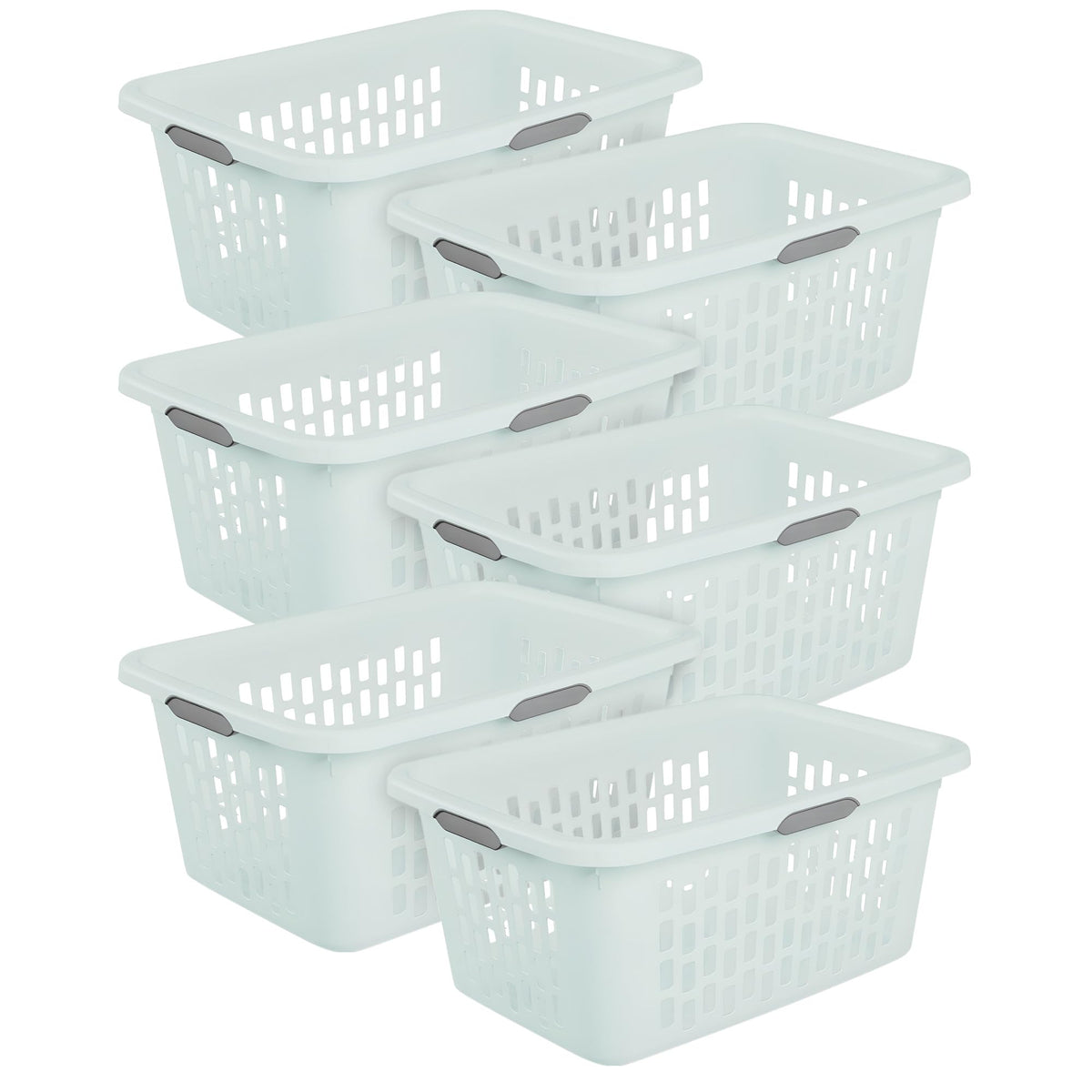 Sterilite Square Laundry Basket, Plastic Clothes Hamper, 6-Pack