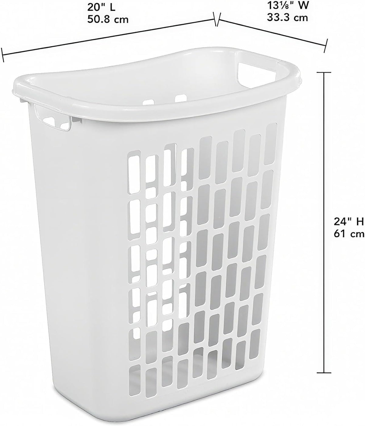 3-Pack Tall & Slim Open Rectangular Plastic Laundry Hamper, White