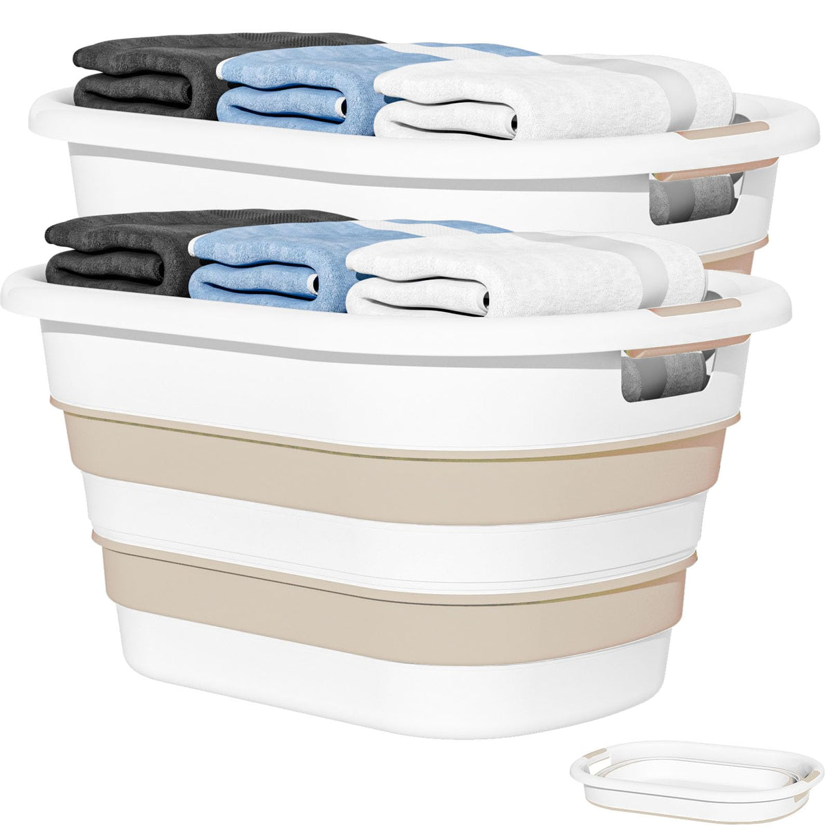 43L(11.5Gallon) Collapsible Laundry Baskets Plastic (Grey, 2 Packs)