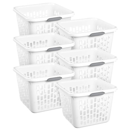 Sterilite Square Laundry Basket, Plastic Clothes Hamper, 6-Pack