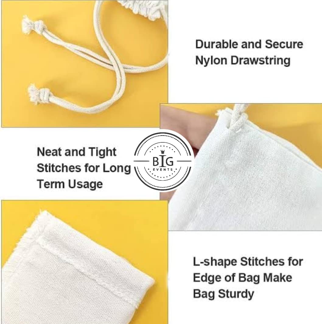 Mayatra's Organic Cotton Laundry Bag For Clothes - Travel Organizer - Eco-friendly 100% Pure Cotton Drawstring Bag - Large Size - Hanging Laundry Bag Foldable and Washable (Pack Of 2)
