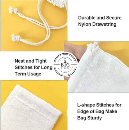 Mayatra's Organic Cotton Laundry Bag For Clothes - Travel Organizer - Eco-friendly 100% Pure Cotton Drawstring Bag - Large Size - Hanging Laundry Bag Foldable and Washable (Pack Of 2)