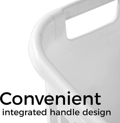 Large Plastic Laundry Hamper, White, Slim Rectangular, Ventilated, 63 Liter, Reinforced Handles, Clothes Basket for Bathroom, Dorm, and Closet