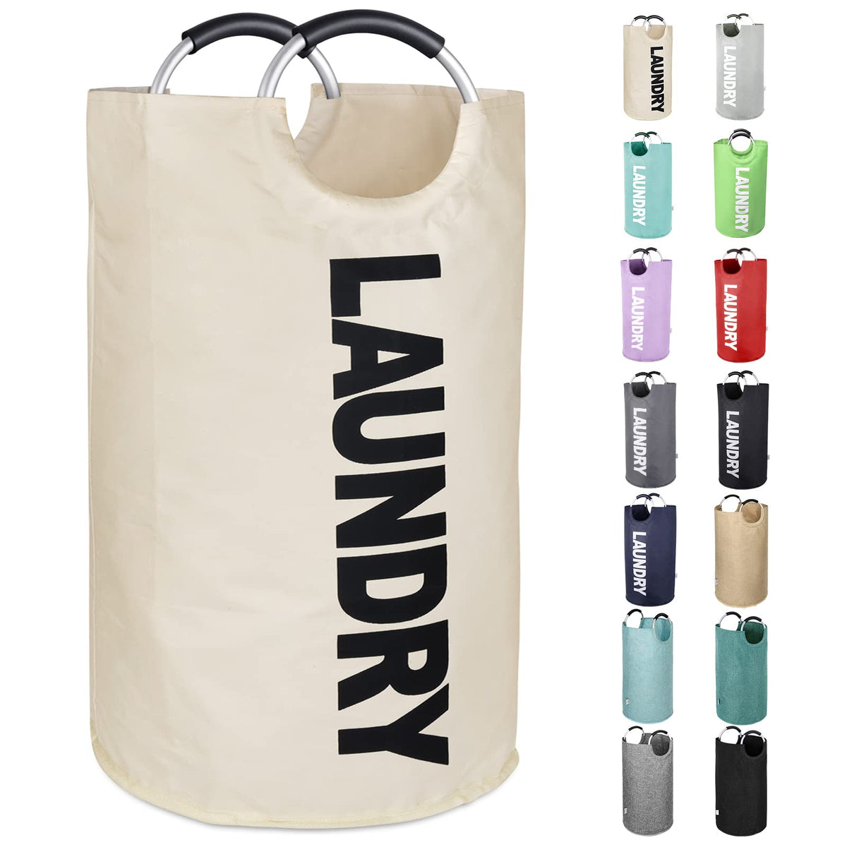 Large Laundry Basket, Laundry Hamper Bag with Handles, 95L, Black