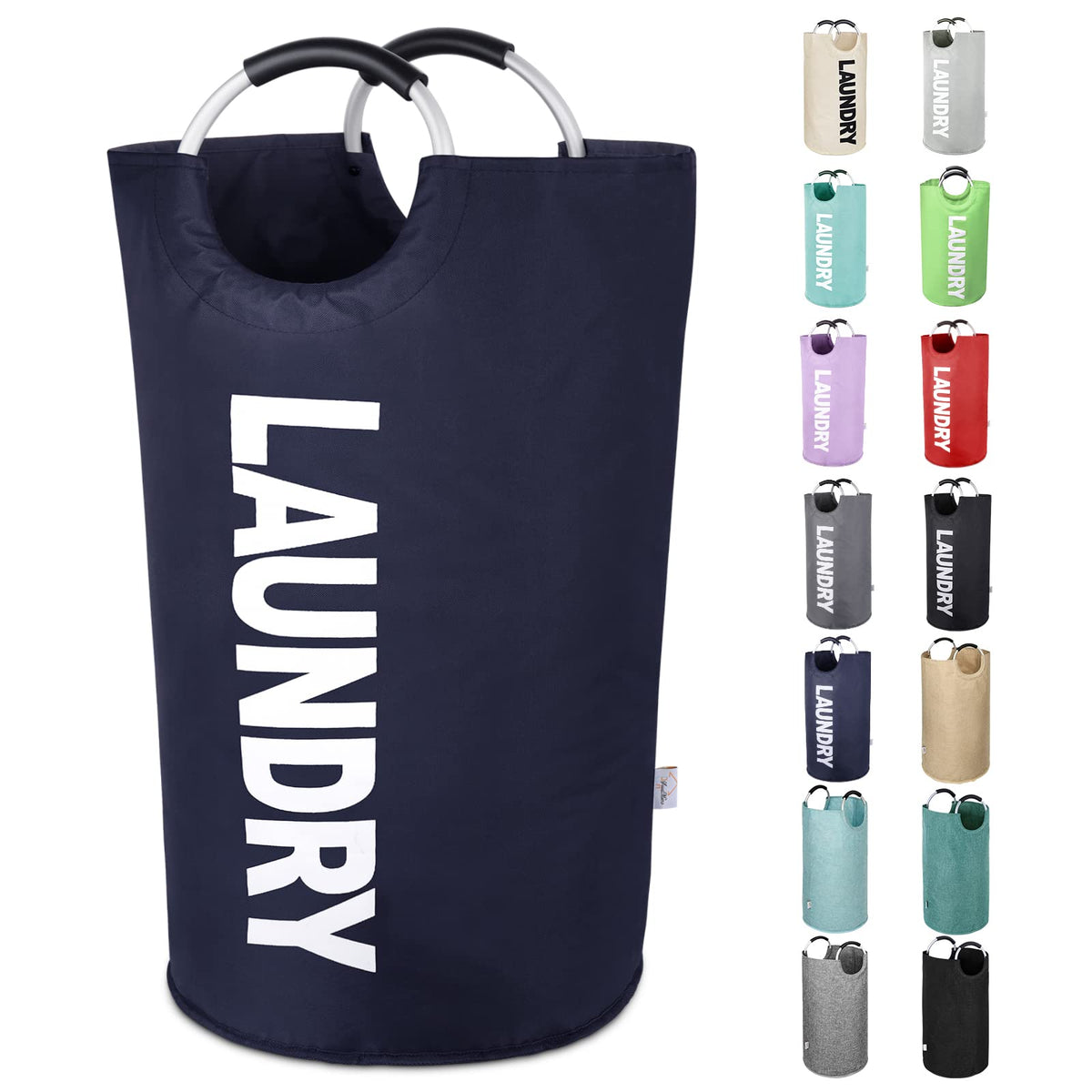 Large Laundry Basket, Laundry Hamper Bag with Handles, 95L, Black
