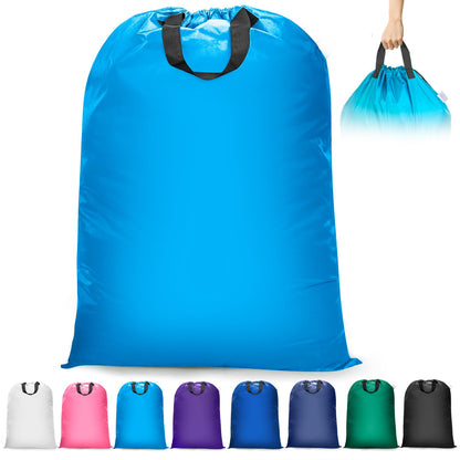 Isink Extra Large Laundry Bag With Handles, Heavy Duty, Travel Laundry Bag for Dirty Clothes, 28" x 40" (Black)