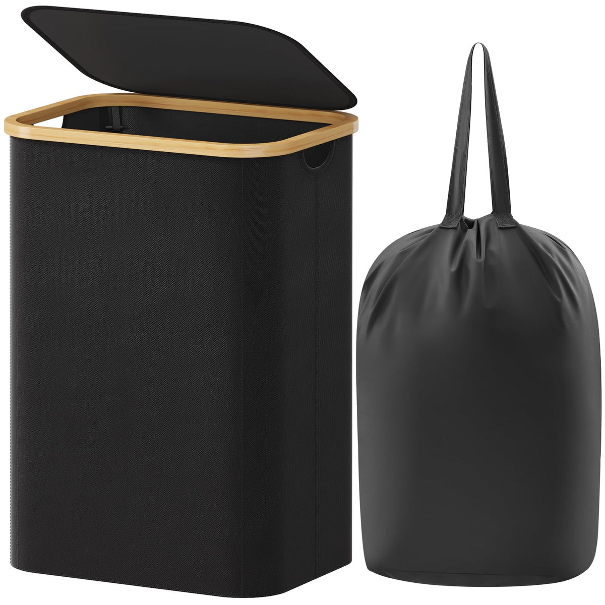 Lifewit 120L Large Laundry Basket with Lid, 2 Removable Bags, Beige