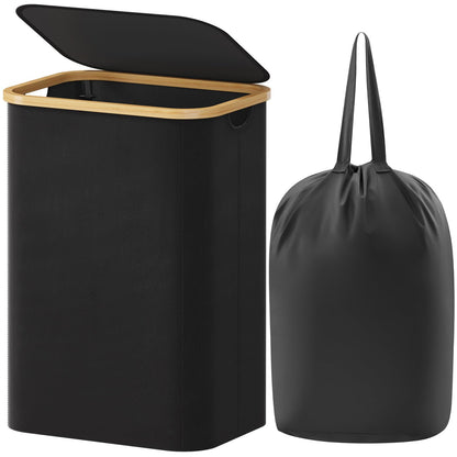 Lifewit 120L Large Laundry Basket with Lid, 2 Removable Bags, Beige