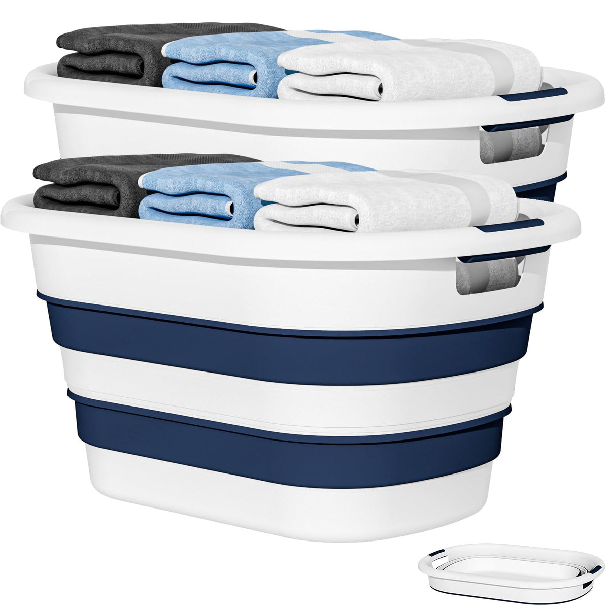 43L(11.5Gallon) Collapsible Laundry Baskets Plastic (Grey, 2 Packs)