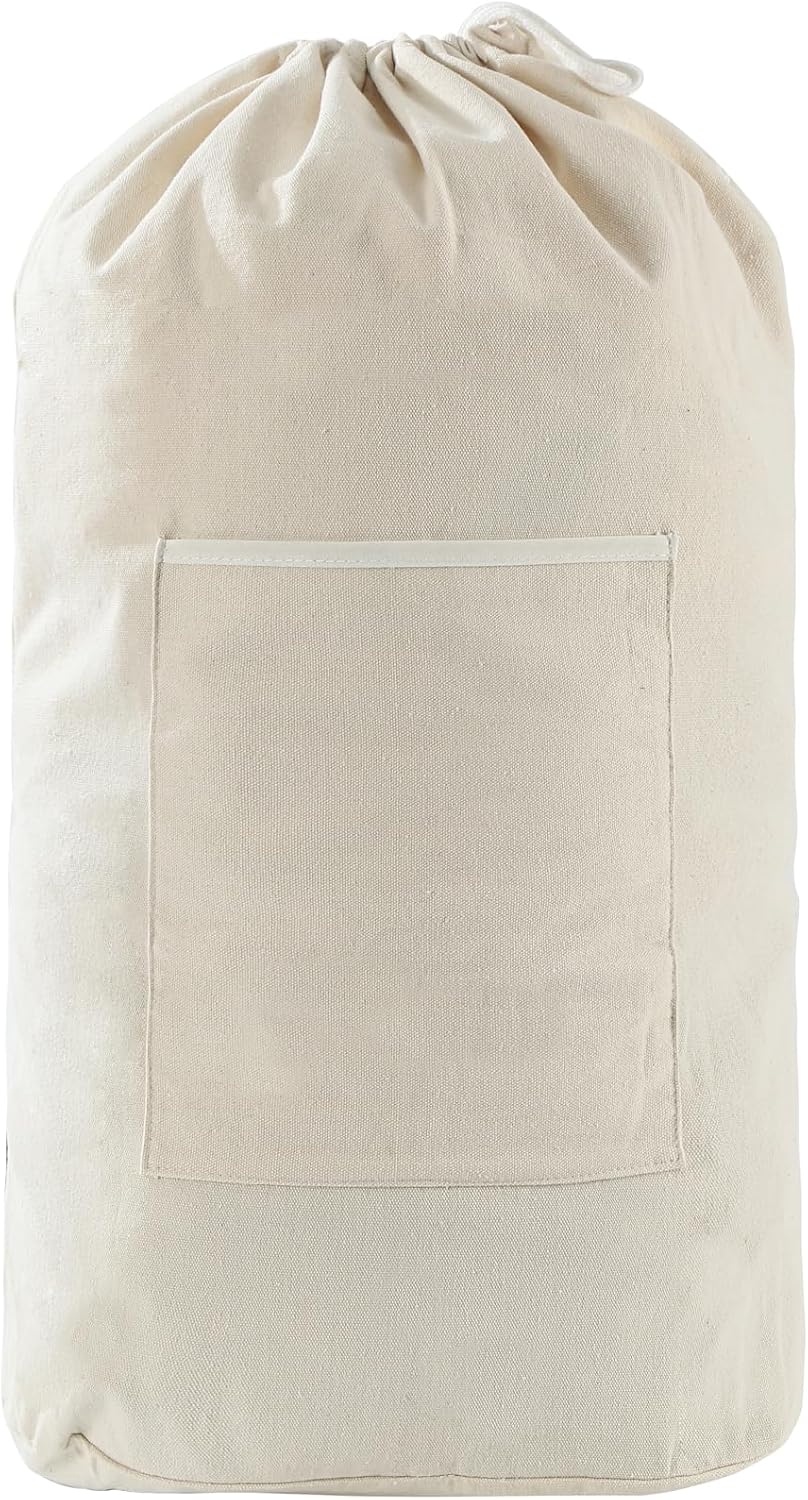 Canvas Laundry Bag, Laundry Backpack, Beige, X-Large