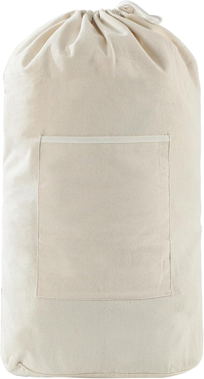 Canvas Laundry Bag, Laundry Backpack, Beige, X-Large