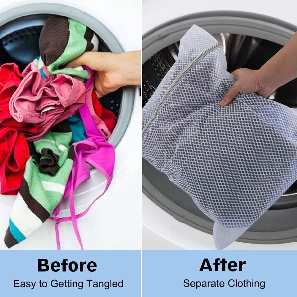 Vivifying XL Large Mesh Laundry Bags, 2 Pack, 20 x 24 Inch Wash Bags, White