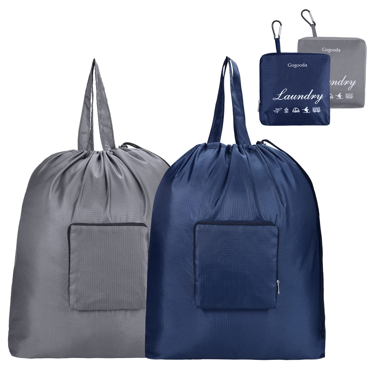 GOGOODA Travel Laundry Bags with Drawstring Closure XL Large with Handle