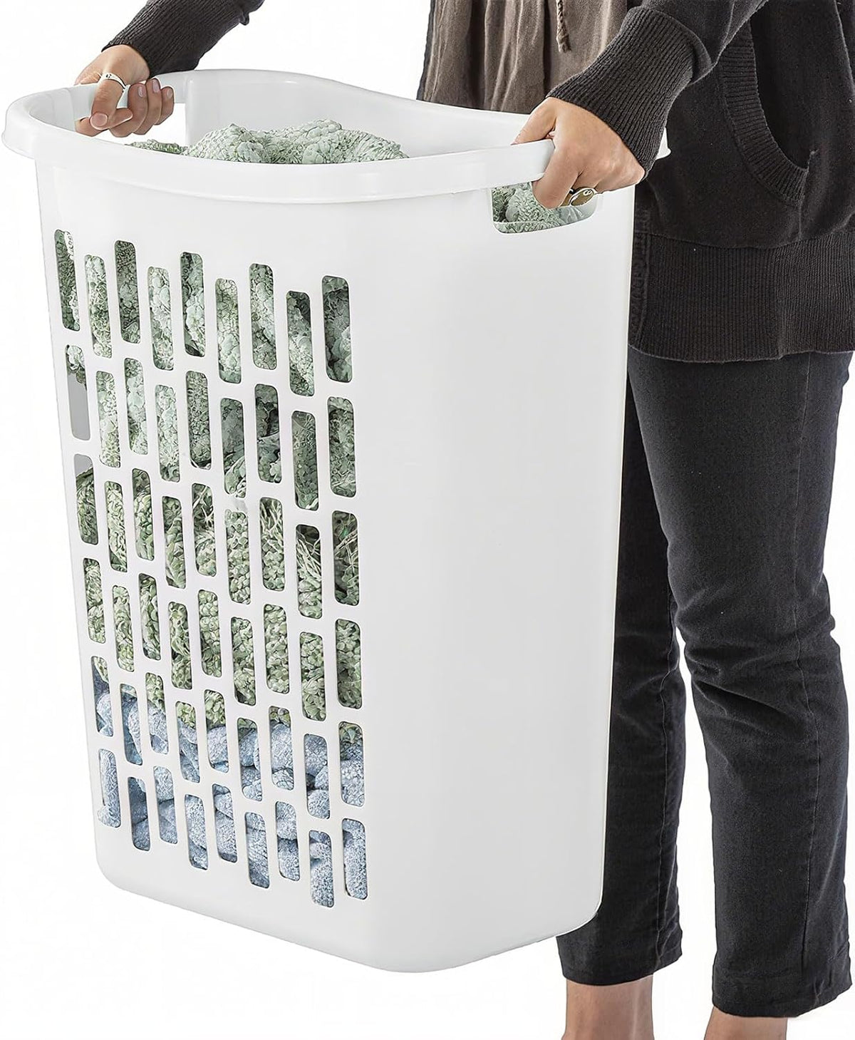 3-Pack Tall & Slim Open Rectangular Plastic Laundry Hamper, White