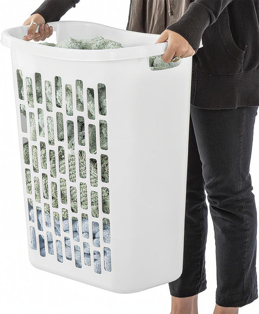 3-Pack Tall & Slim Open Rectangular Plastic Laundry Hamper, White