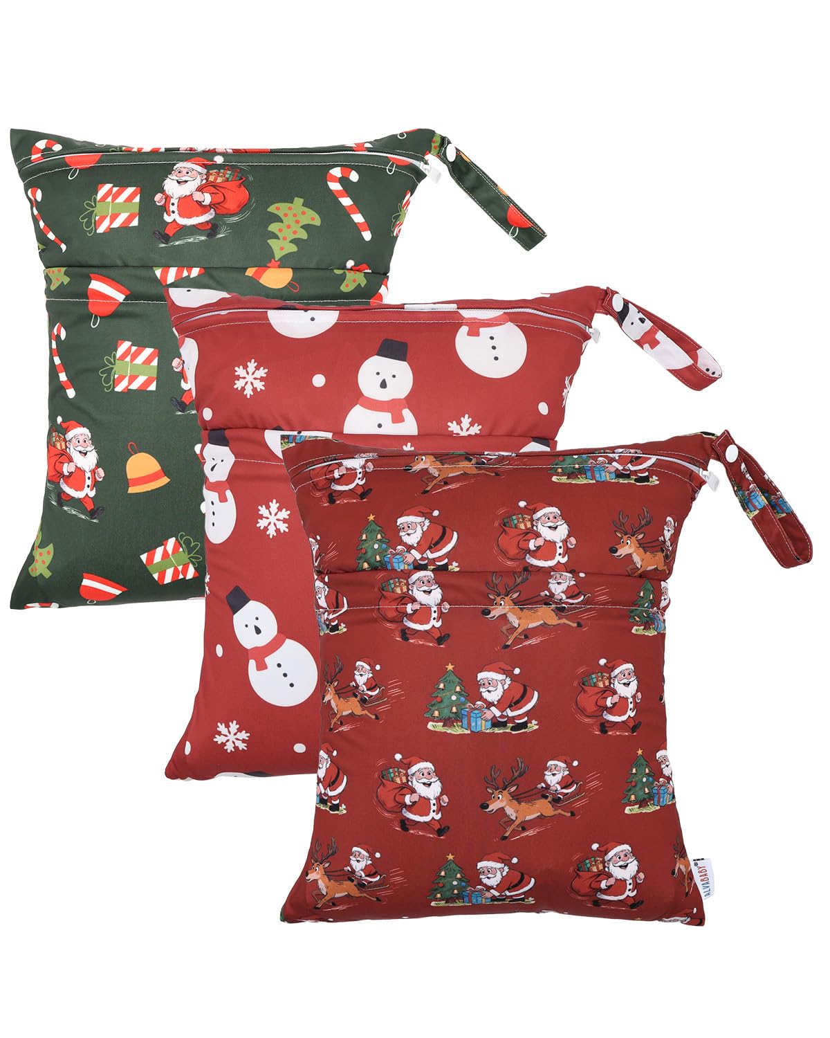 ALVA 2pcs Cloth Diaper Wet Dry Bags Waterproof Reusable with Two Zippered Pockets Travel Beach Pool Daycare Soiled Baby Items Yoga Gym Bag for Swimsuits or Wet Clothes
