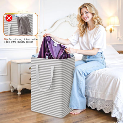 3-Pack Laundry Basket, Collapsible Laundry Hampers, 75L, Gray