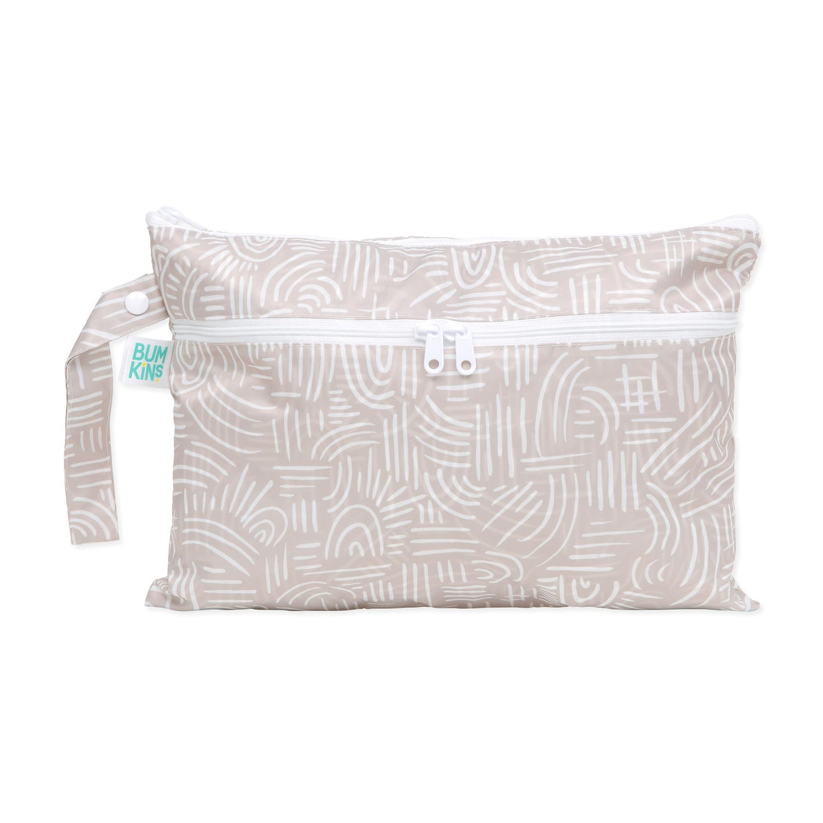 Bumkins Waterproof Hanging Wet Bag Large for Baby, Laundry, Dirty Clothes, Travel, Swim Suit, Cloth Diapers, Pool, Towels, Daycare, Beach, Zip Reusable Bag, Wetdry Vacation Packing, XL Boho Beige