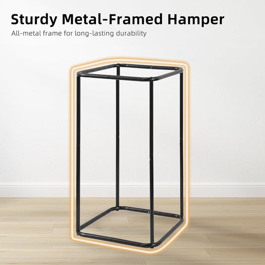 STORAGE MANIAC Mesh Laundry Hamper, 23.7 Gal. Tall Laundry Basket for Airflow, Strong Metal Dirty Clothes Hamper for College Dorm, Bedroom, Bathroom, Clothes Bin, White & Black
