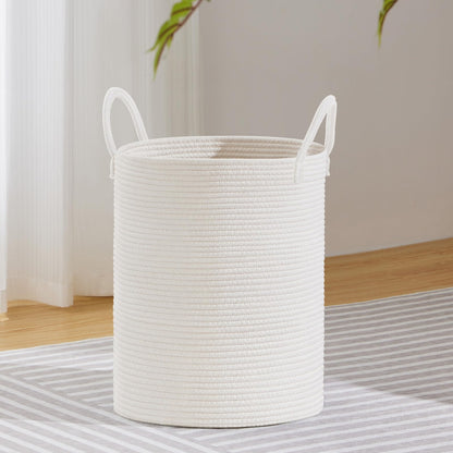 VIPOSCO 58L Tall Woven Laundry Basket Hamper, White Brown