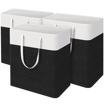 TasticTotes Laundry Basket 3-Pack, Laundry Hamper, 75L-Black
